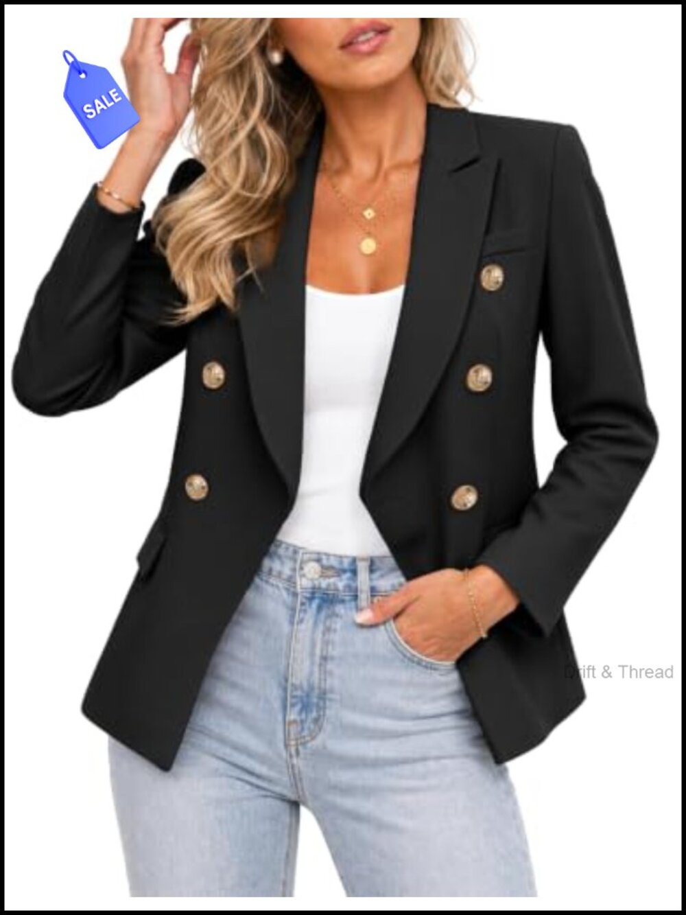 Women's Business Casual Open Front Blazer Long Sleeve Polyester Suit Jacket